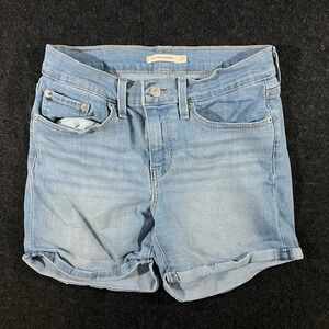 Levi Mid Length Shorts Womens 27 Light Blue Denim Cuffed Casual Summer Everyday